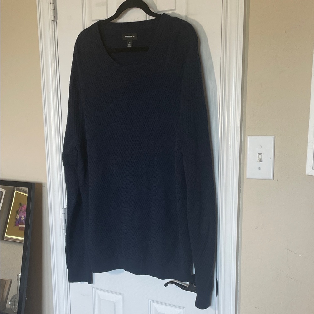 Nordstrom navyblue textured cotton blend sweater, size 2xl